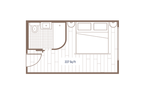 Deluxe King Studio Floor Plan at Alsace Living, Los Angeles, CA, 90016
